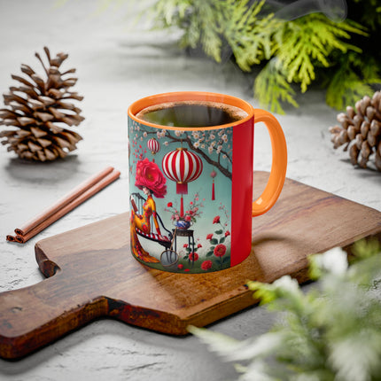 Reading in a Painted Garden Colorful Mugs (11oz, 15oz)