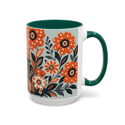 🧳🌼 The Grand Floral Voyage Colorful Mug – Art Deco Travel Elegance