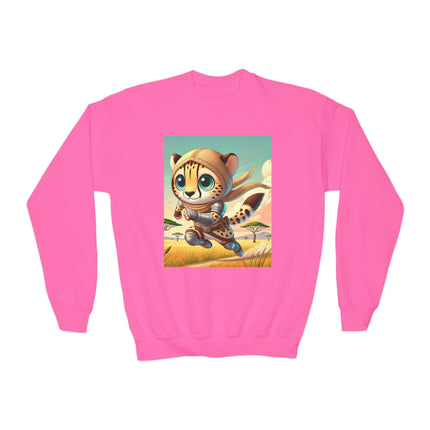 Swift Cheetah Youth Crewneck Sweatshirt – Speed, Energy & Adventure