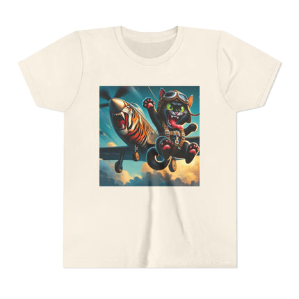 Parachuting Cat Commando Youth Short Sleeve Tee