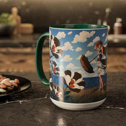 🌊🌼 The Windswept Seaside Promenade Colorful Mug – Art Deco Coastal Elegance