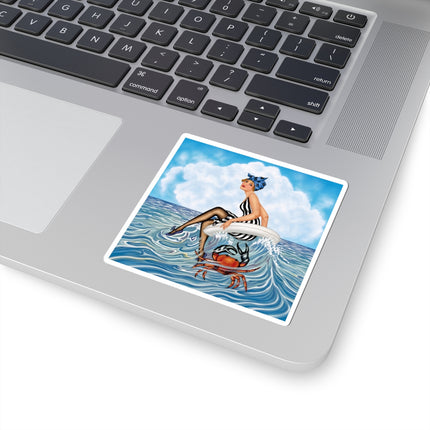 🦀🌊 The Seaside Crab Ride Kiss-Cut Stickers – Art Deco Beach Whimsy