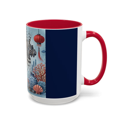 Lionfish & Lantern Colorful Mug – Mystical Ocean & Asian Harmony