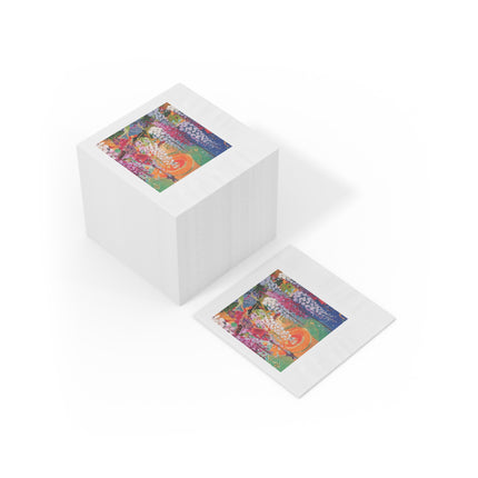 Golden Wisteria Elegance White Coined Napkins