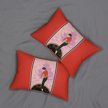 Woman Waiting for her Beloved at 1:59 by Kobayashi Kaichi Spun Polyester Lumbar Pillow