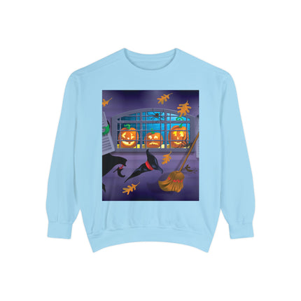 Whimsical Halloween Mischief Unisex Garment-Dyed Sweatshirt