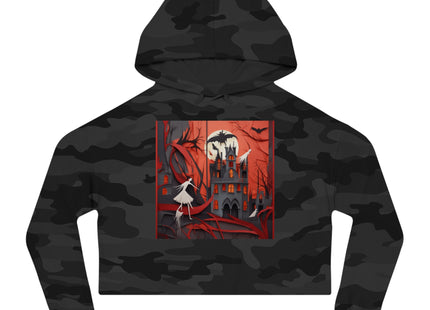 Halloween Night Scene Women’s Cropped Hooded Sweatshirt