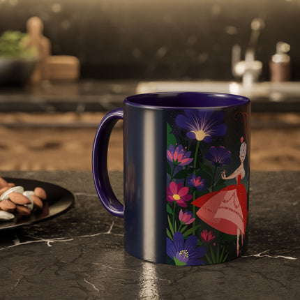 Moonlight Waltz Among The Blossoms Colorful Mugs – Art Deco Floral Enchantment