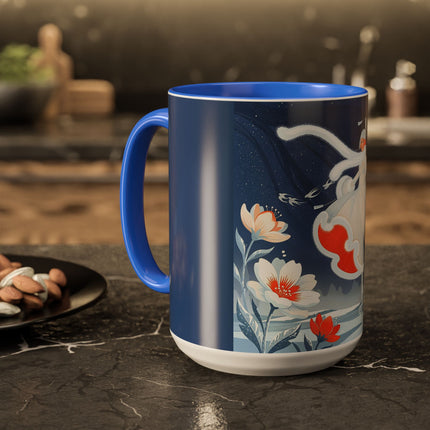 ❄️⛸️ The Winter Skater’s Flight Colorful Mug – Art Deco Floral Fantasy