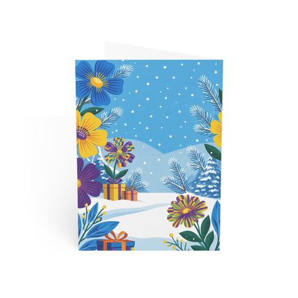 ⛸️🌸 The Lady Of The Winter Garden Greeting Card – Art Deco Holiday Whimsy