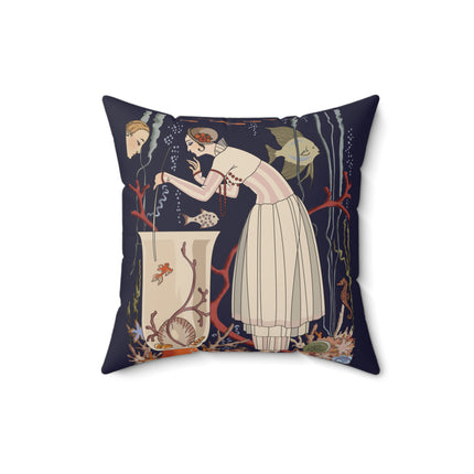 L'Etourdissant Petit Poisson (The Dazzling Little Fish) by George Barbier Spun Polyester Square Pillow