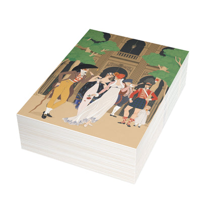 🌳🎩 La Merveilleuse au Palais Royal Postcards With Envelopes – George Barbier Art Deco Parisian Elegance