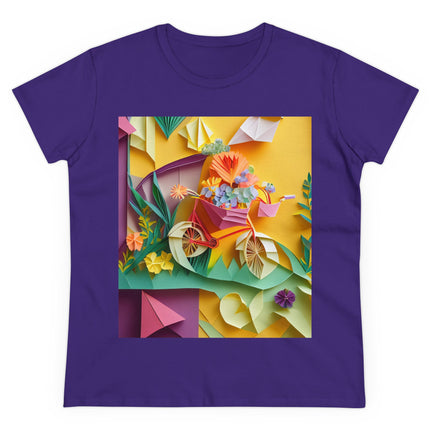 Origami Bicycle Women's Midweight Cotton Tee
