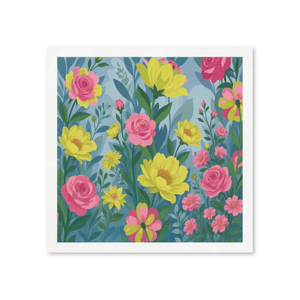 🌸🌼 The Pink Rose And Golden Blossom Garden Napkins – Whimsical Botanical Floral Art
