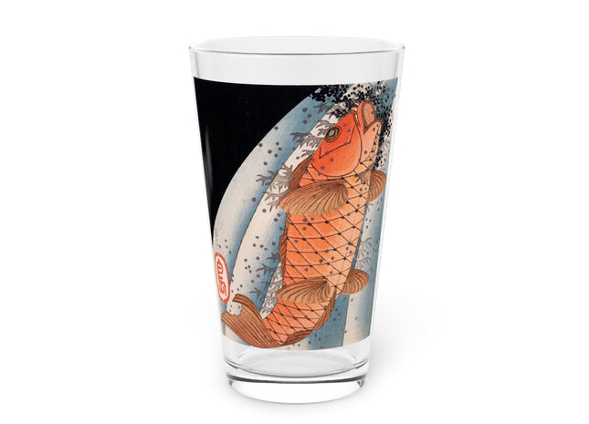 Carp Swimming up a Waterfall by Yashima Gakutei Glass, 16oz