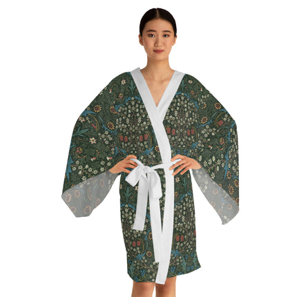 Blackthorn by William Morris Long Sleeve Kimono Robe (AOP)