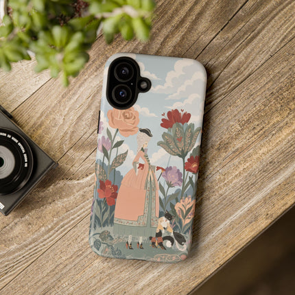 🌹🐈 The Lady And Puss In Boots Phone Case – Art Deco Floral Whimsy