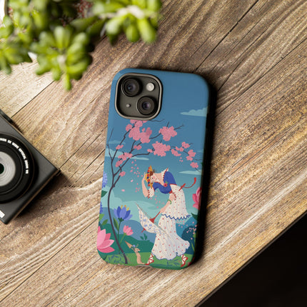 🌸☂️ The Lady Of The Falling Blossoms Phone Case – Art Deco Garden Whimsy