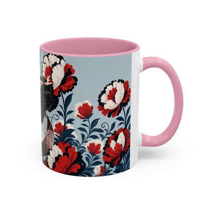 ❤️🌺 The Scarlet Blossom Dancer Colorful Mug – Art Deco Fashion Whimsy