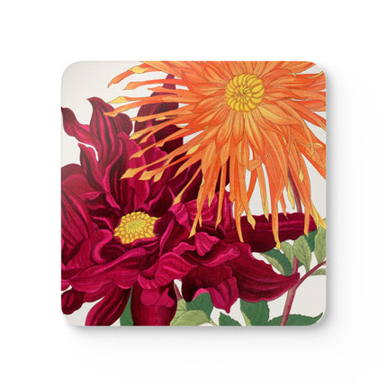 Dahlia Flower by Tanigami Kônan Corkwood Coaster Set
