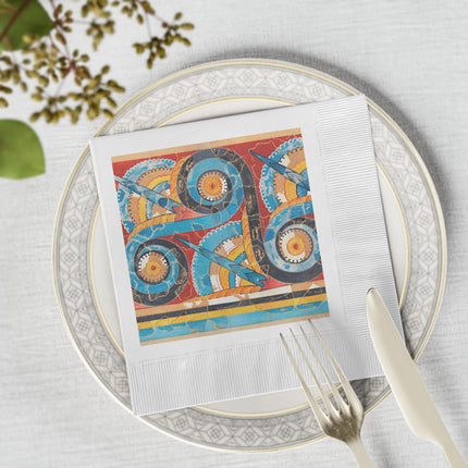 Reproduction of S-Spiral Frieze by Emile Gilliéron White Coined Napkins