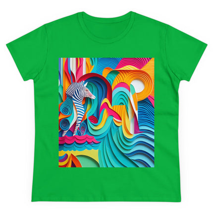 Surfing Zebra Women's Midweight Cotton Tee