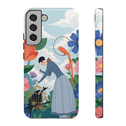 🦜🌺 The Lady Of The Garden Aviary Phone Case – Art Deco Floral Whimsy