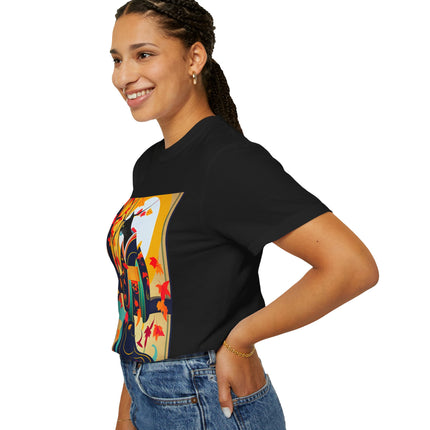 Black Cat in Kimono Unisex Garment-Dyed T-shirt