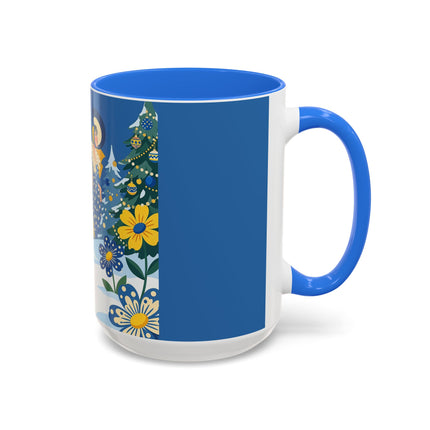 💙🌼 The Bluebell Christmas Promenade Colorful Mug – Art Deco Holiday Fantasy