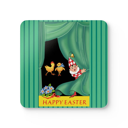 Easter Elf's Whimsy Corkwood Coaster Set