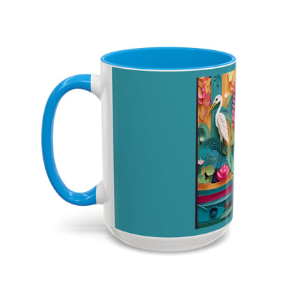Elegant Egret Oasis Colorful Mugs (11oz, 15oz)