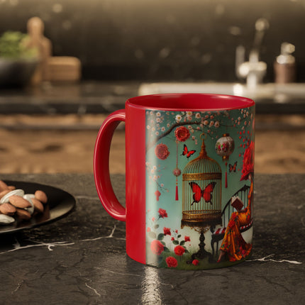 Reading in a Painted Garden Colorful Mugs (11oz, 15oz)