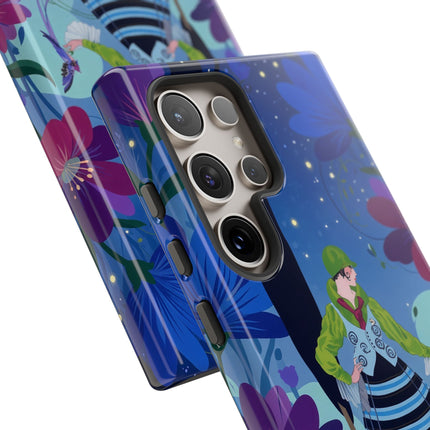 🌸🐦 The Lady Of The Midnight Bird Garden Phone Case – Art Deco Floral Fantasy
