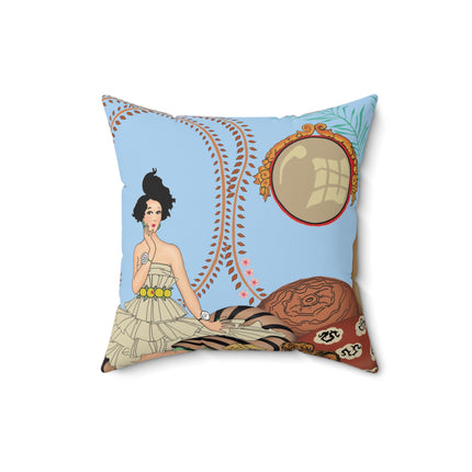 Minuit … ou l’appartement à la mode by George Barbier Spun Polyester Square Pillow