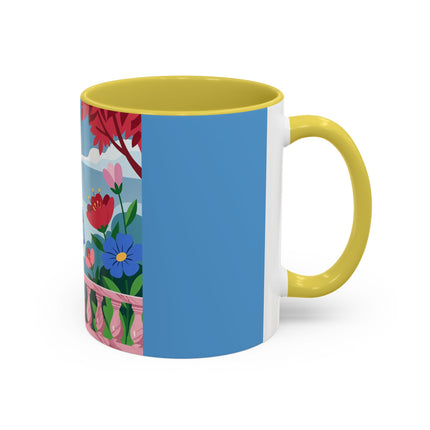 The Lady Of The Blossoming Terrace Colorful Mugs – Art Deco Floral Garden Elegance