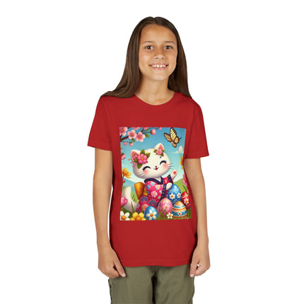 Easter Kitten and Painted Eggs Youth Short Sleeve Tee