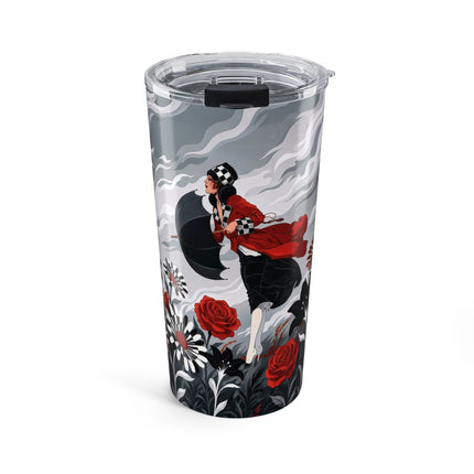 🌹☂️ The Lady In The Storm Tumbler, 20oz – Art Deco Floral Drama