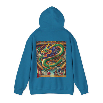 Tibetan Dragon Over Kabuki Duel – Heavy Blend™ Hooded Sweatshirt