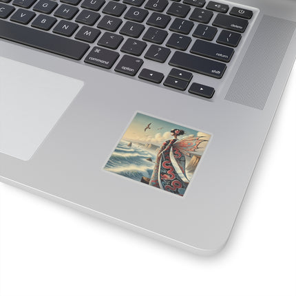 🌊🧚 Coastal Fairy Kiss-Cut Sticker – Serene Grace & Oceanic Magic