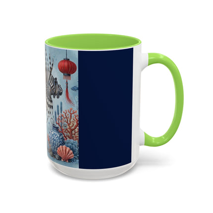Lionfish & Lantern Colorful Mug – Mystical Ocean & Asian Harmony