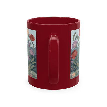 🐈🥾 The Lady & Puss In Boots In The Flower Garden Ceramic Mug – Art Deco Storybook Whimsy