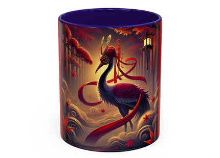 Regal Crimson Crane in the Autumn Mist Colorful Mugs (11oz, 15oz)