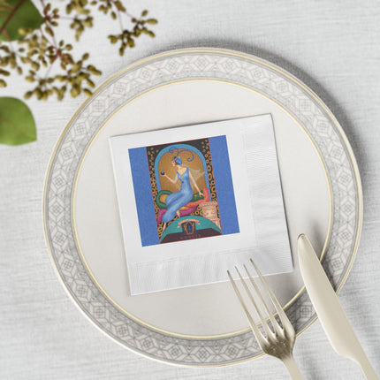 September & Sapphire Zodiac White Coined Napkins
