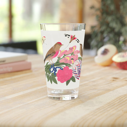 Pink-Breasted Bird & Wren Pint Glass – Spring Harmony & Delicate Beauty