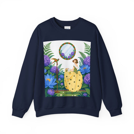 🦜🪷 The Parrot Garden Reflection Crewneck Sweatshirt – Art Deco Fashion Whimsy