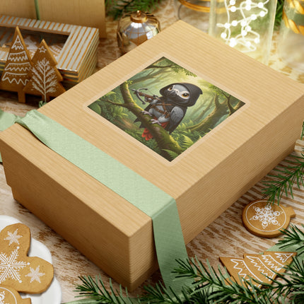 🪶🌲 The African Grey Sentinel Kiss-Cut Sticker – Quiet Strength & Woodland Adventure