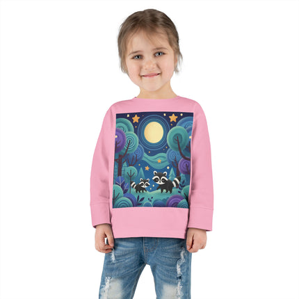 Enchanted Nighttime Raccoons Toddler Long Sleeve Tee