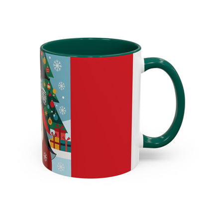 ❤️ The Lady Of The Crimson Scarf Colorful Mug – Art Deco Christmas Elegance