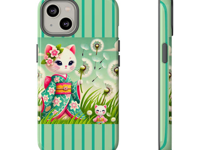 Geisha Kitten and the Dandelion Phone Cases
