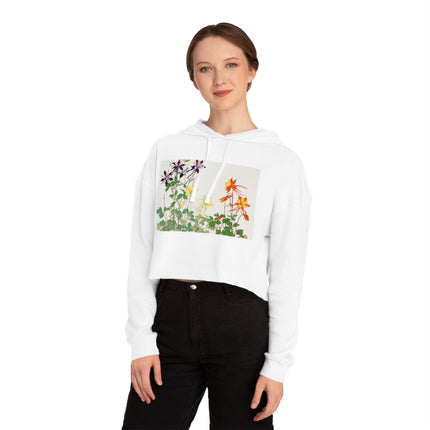 Aquilegia Flowers by Tanigami Kônan Women’s Cropped Hooded Sweatshirt